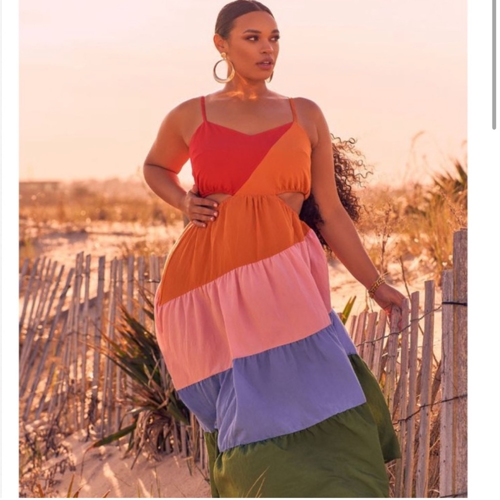 Eloquii rainbow tiered dress with cutouts Size 20